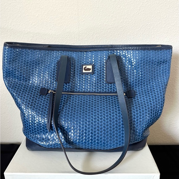 SOLD Hard to find Dooney & Bourke Blue Woven shoulder shopper tote bag handbag - Picture 3 of 16